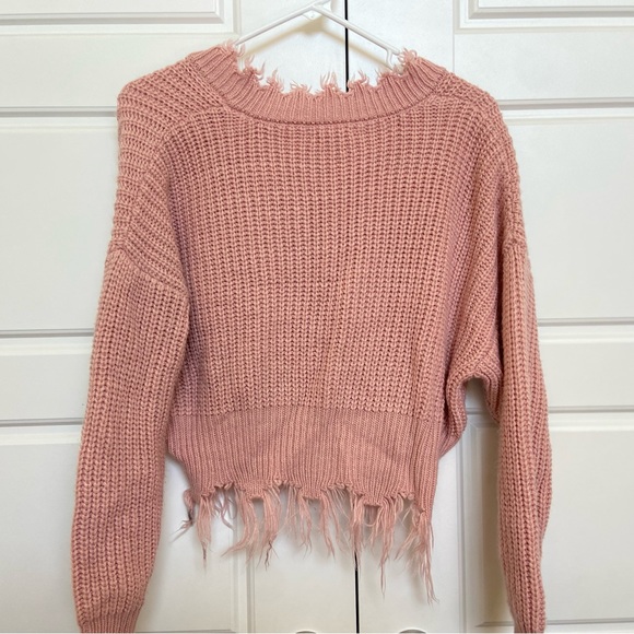 Coco + Jaimeson Pink Distressed Sweater - Picture 2 of 3